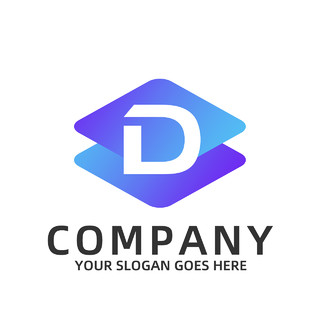 蓝紫渐变简约字母Dlogo企业标志标识英文字母logo设计